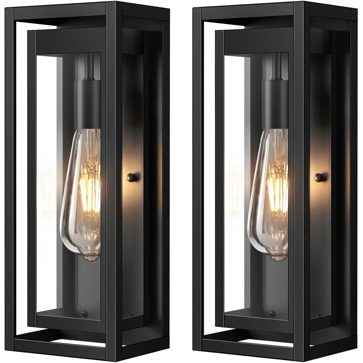 Slypadan 15in outdoor wall light front view with matte black finish for entry lighting