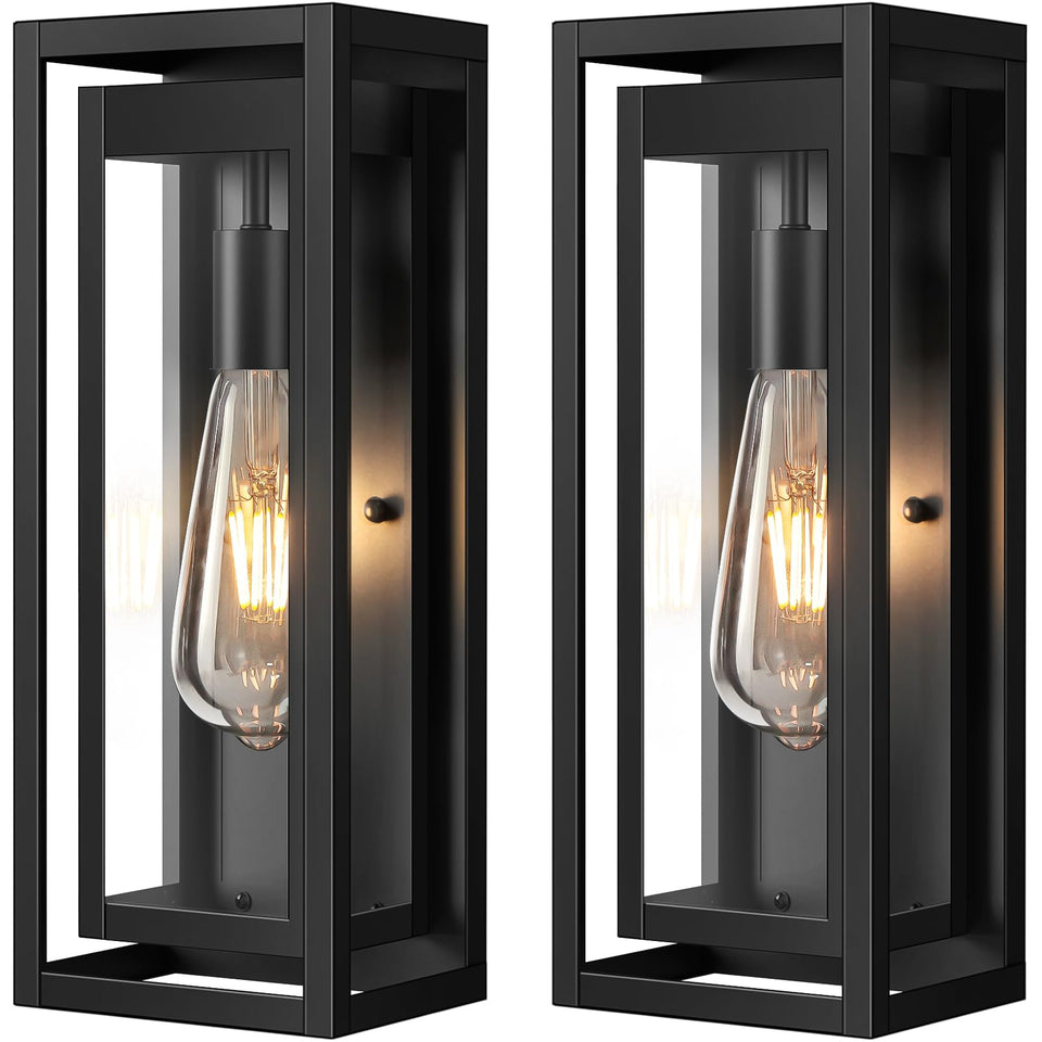 Slypadan 15in outdoor wall light front view with matte black finish for entry lighting