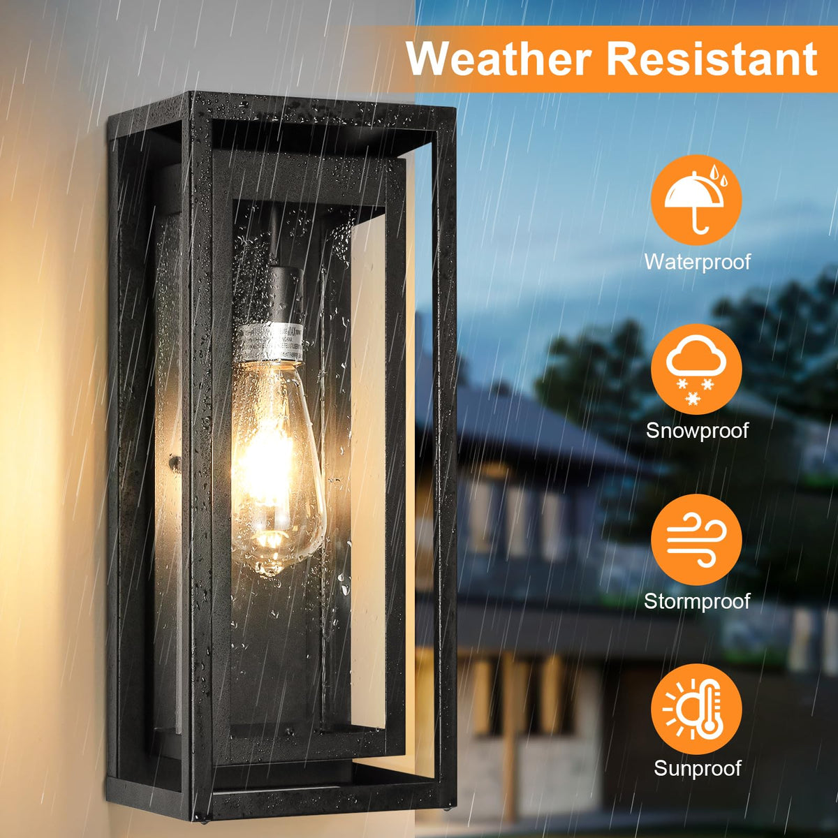 Slypadan clear-glass shade close-up highlighting durable, weather-resistant design