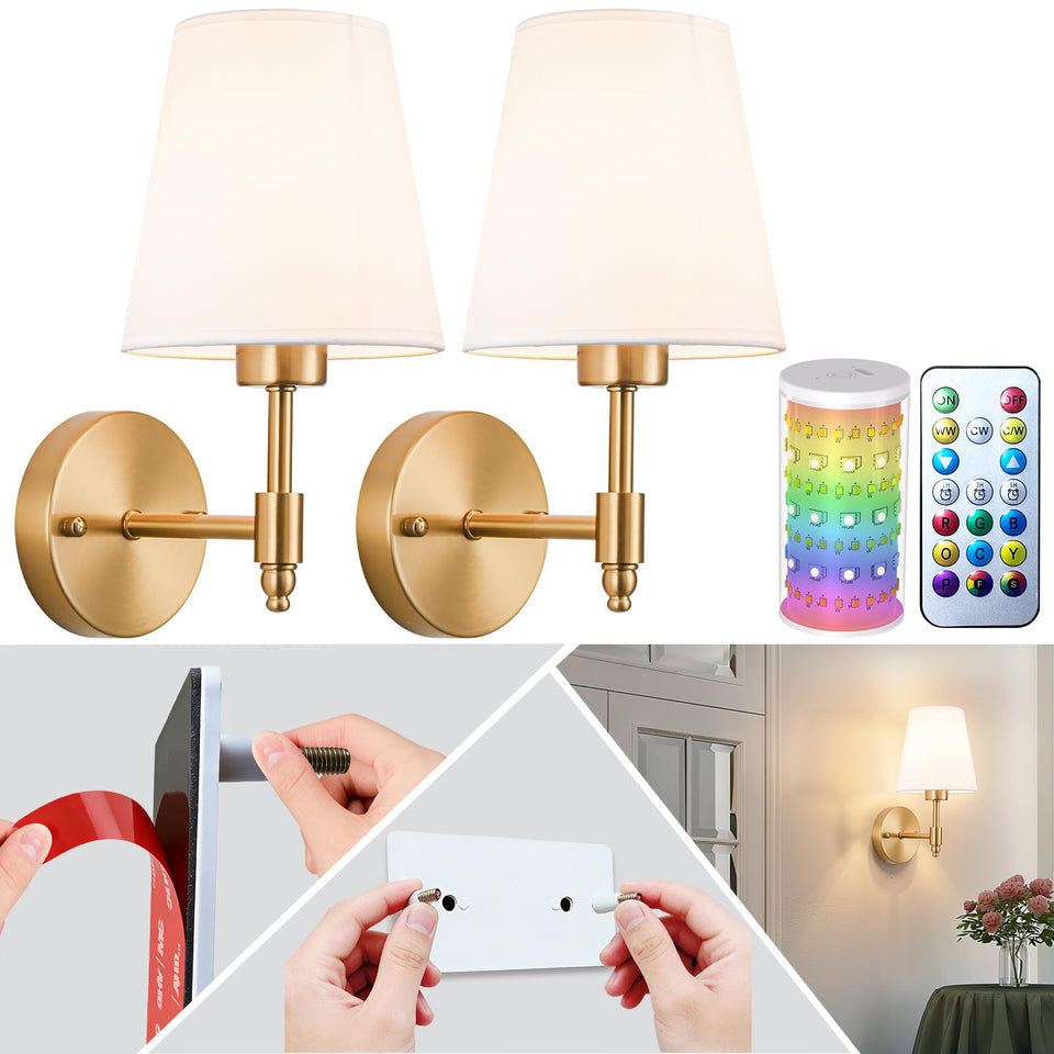 Slywise Peel and Stick Wall Sconces packaging shows easy, renter-friendly installation.