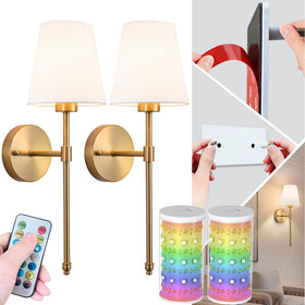 Slywise peel-stick wall sconce set 2-pack mounted on wall for drill-free ambient lighting.