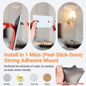 Slywise wall sconces mounted in a living room create balanced ambience with no wires.
