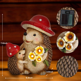 Smadeer solar hedgehog garden statue side view perfect for yard display