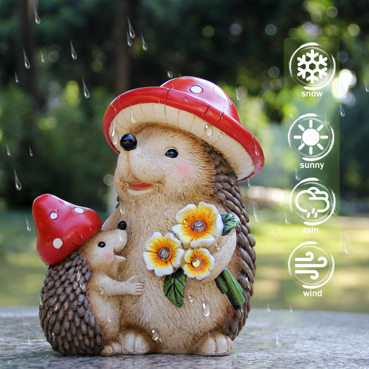Smadeer hedgehog light behind flowers creating inviting night ambiance
