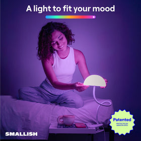 Smallish Shroommate demonstrates the 360-degree rotating arm for adaptable task lighting.
