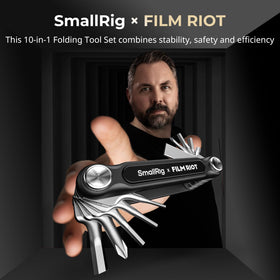 SmallRig x FILM RIOT folding tool closed for easy carry on set.