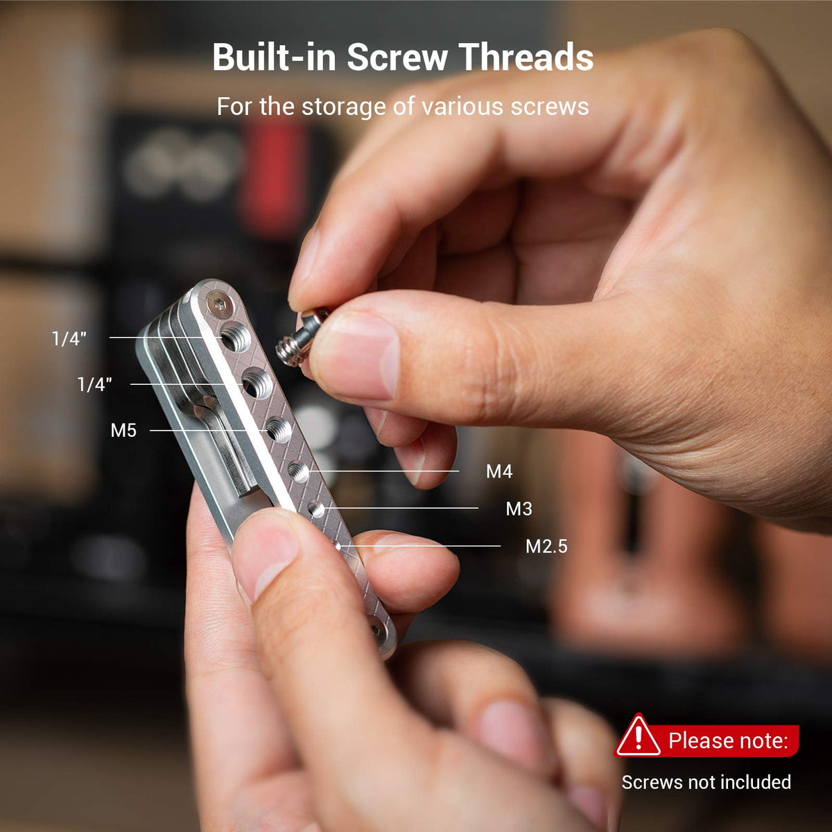 SmallRig tool with side holes keeps spare screws within reach during shoots