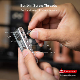 SmallRig tool with side holes keeps spare screws within reach during shoots