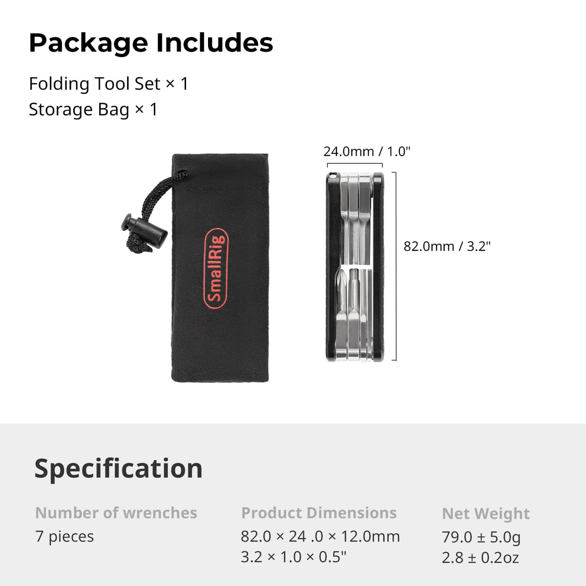 SmallRig folding tool set featuring Torx T25 driver for secure fastenings.