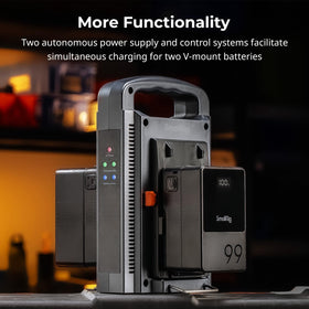 SmallRig V-Mount Charger back view with dual bays for simultaneous charging