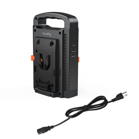 SmallRig V-Mount Charger front view shows dual channels for on-set power