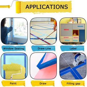 SmaringRobot blue painter tape on wall for crisp edge finishing.