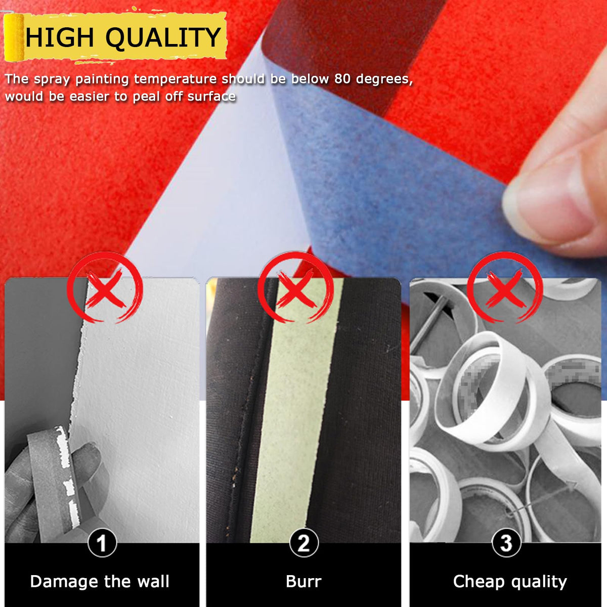 SmaringRobot blue painter tape adheres to various surfaces without damage.