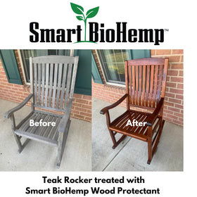 Smart BioHemp protectant on decking wood for long-lasting moisture resistance