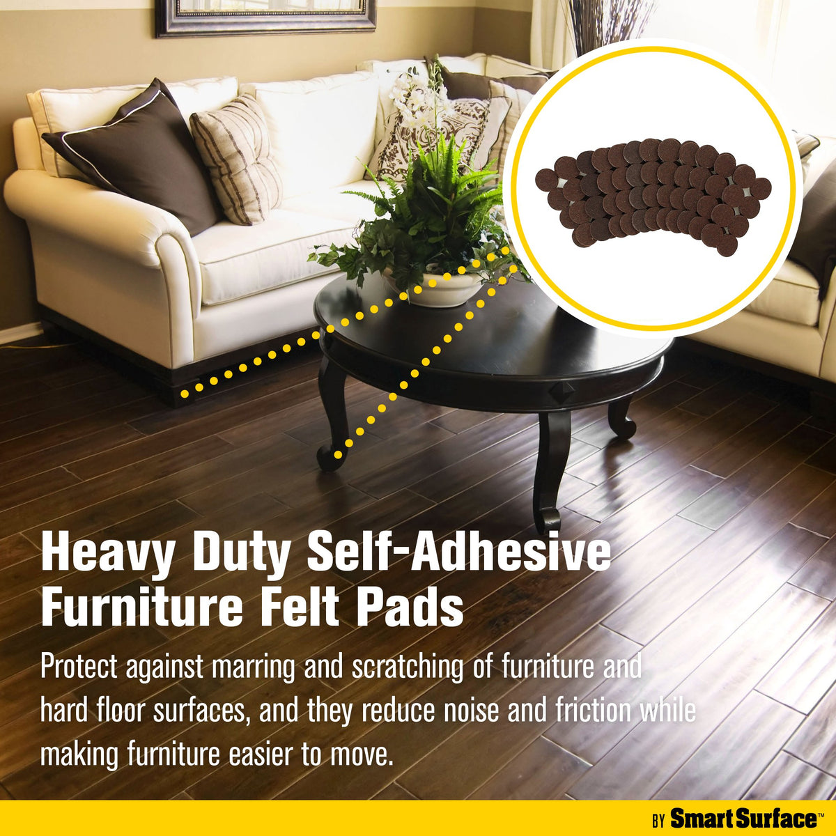 Smart Surface 8827 pads in use under furniture for smooth glide