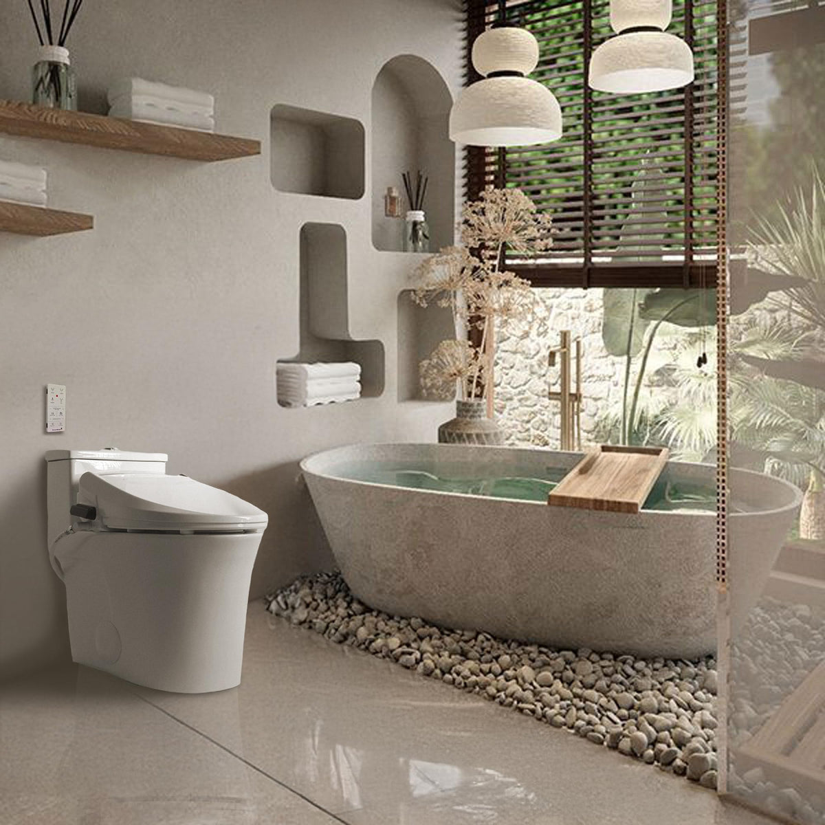 SmartBidet SB-1000 warm water wash with adjustable pressure and temperature.