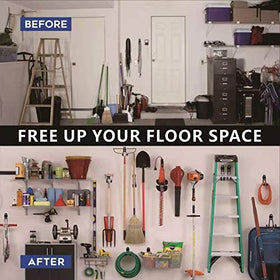 Smartology wall-mounted setup ideal for ladders, bikes, and garden tools.