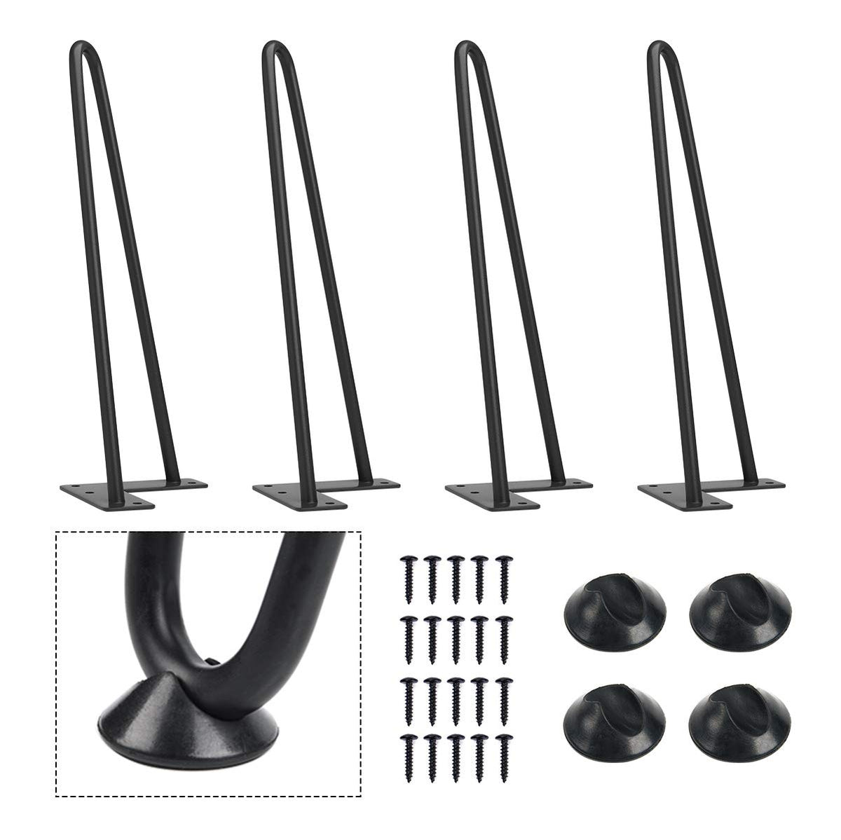 SMARTSTANDARD 12-inch hairpin leg front view for a sleek nightstand upgrade