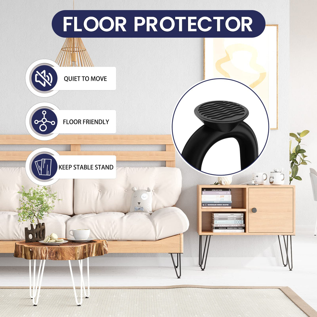 SMARTSTANDARD 12-inch hairpin leg rubber feet bundle protects floors