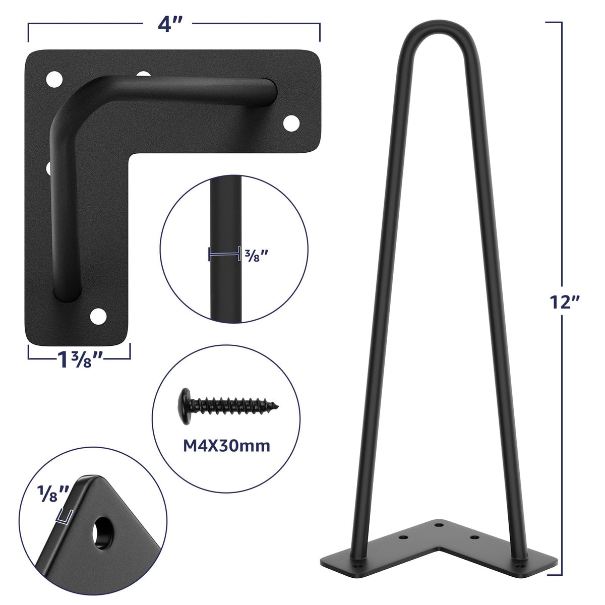 SMARTSTANDARD 12-inch hairpin leg side profile adds mid-century charm