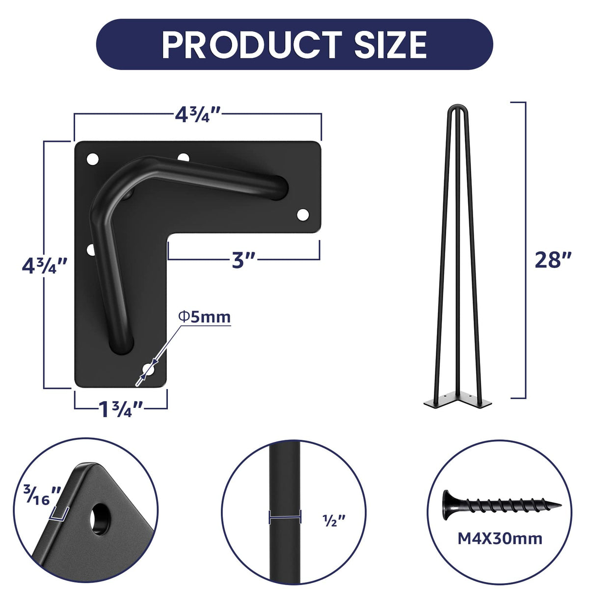 SMARTSTANDARD 28inch hairpin leg installation with pre-drilled holes