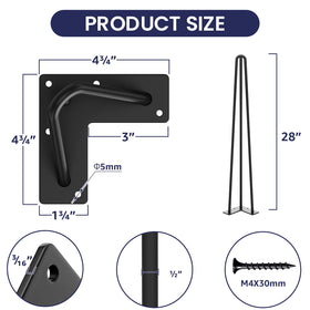 SMARTSTANDARD 28inch hairpin leg installation with pre-drilled holes