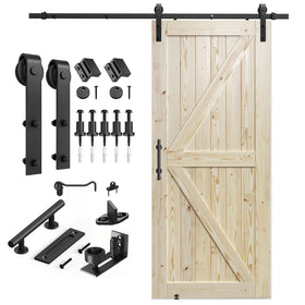SMARTSTANDARD 36x84 barn door front view showing natural spruce wood for easy staining