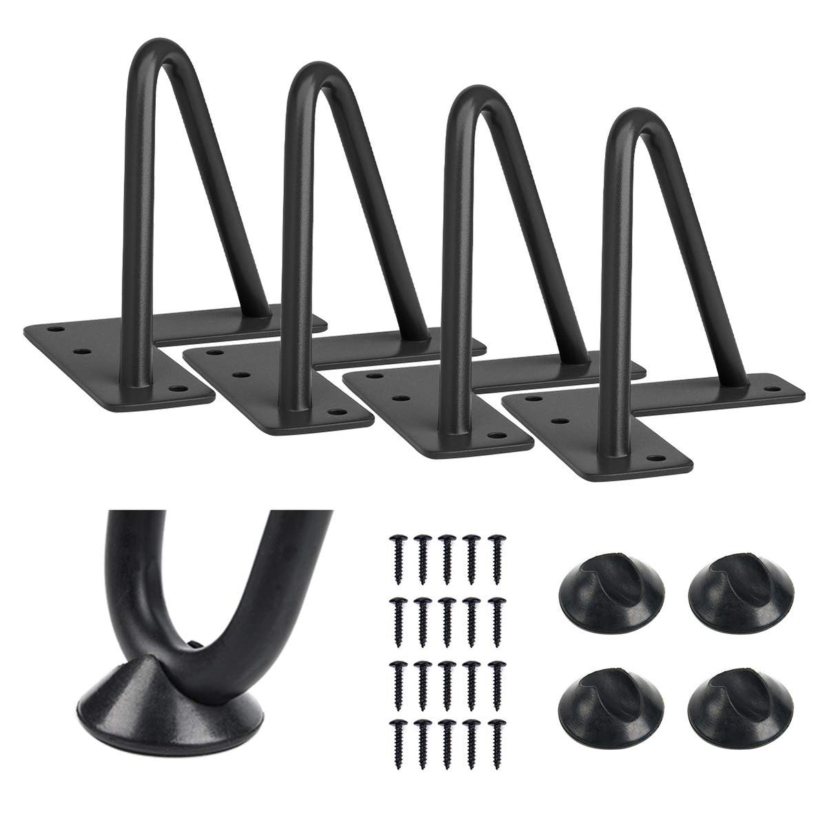 SMARTSTANDARD 4in hairpin leg in satin black for sturdy furniture upgrades