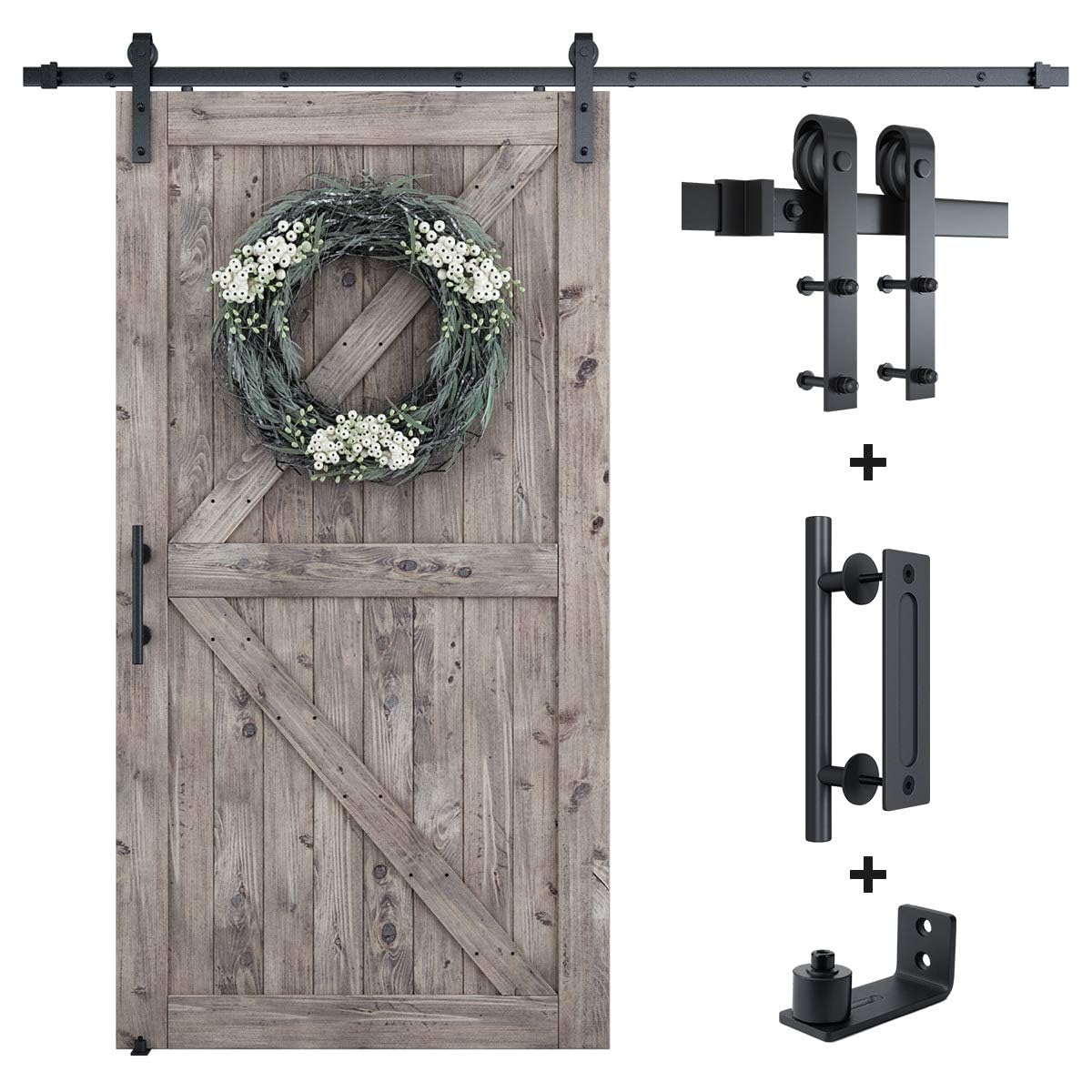 SMARTSTANDARD 8.2 ft barn door track front view proving sturdy glide and durability