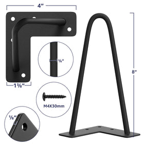 SMARTSTANDARD 8in hairpin leg side view highlights sleek profile for furniture upgrades.