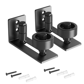 SMARTSTANDARD barn door floor guide in black with 2pcs kit improves door tracking.
