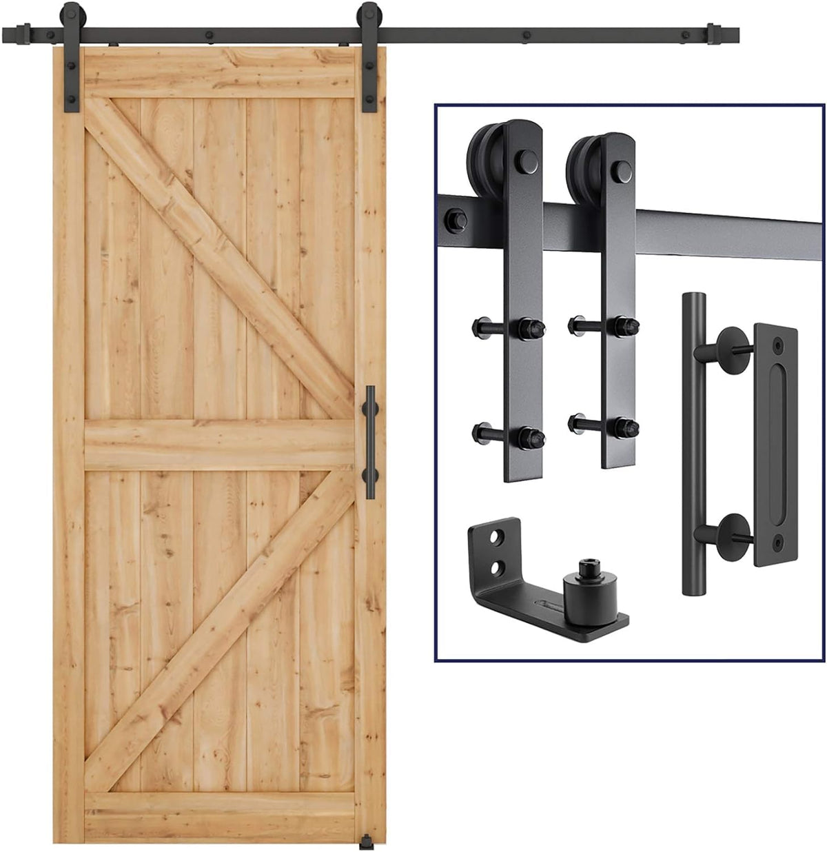 SMARTSTANDARD barn door hardware kit assembly ready for quick installation.