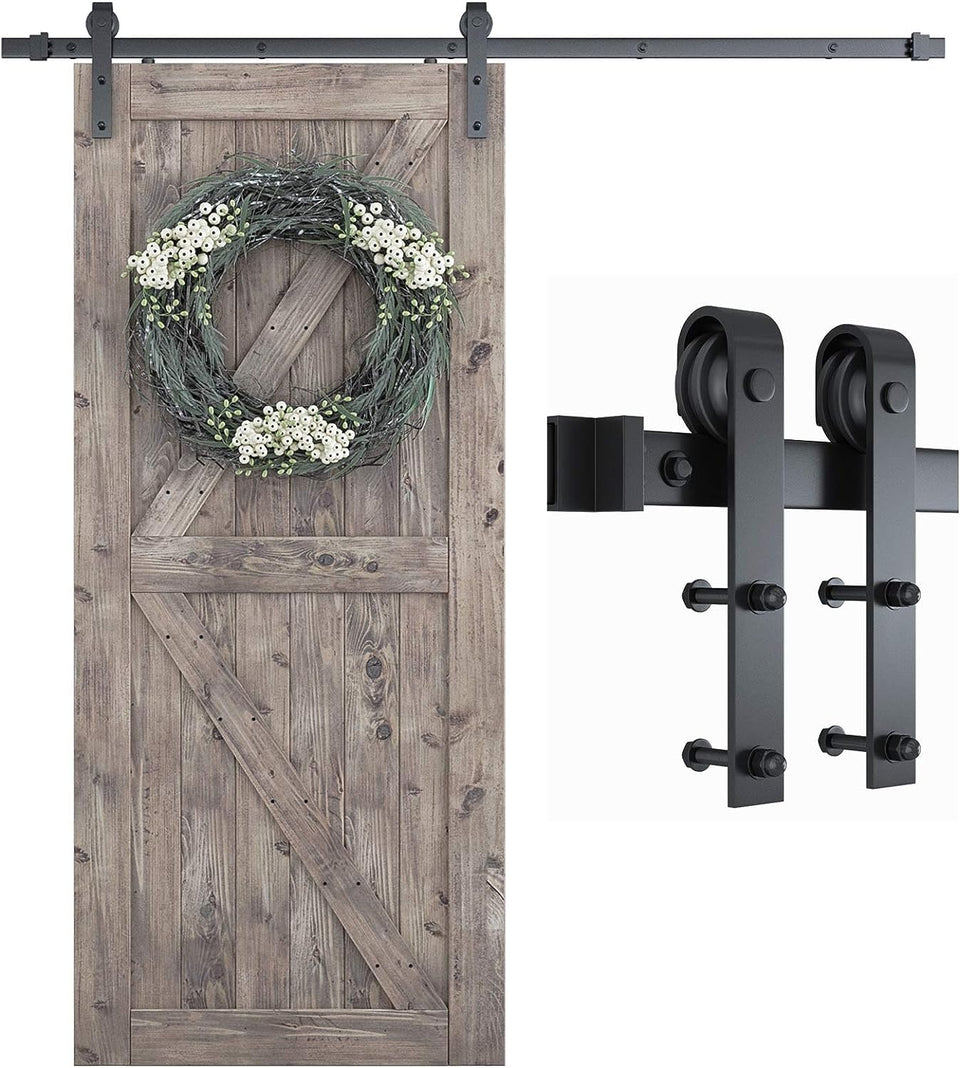 SMARTSTANDARD barn door track kit package shown for easy, durable assembly.