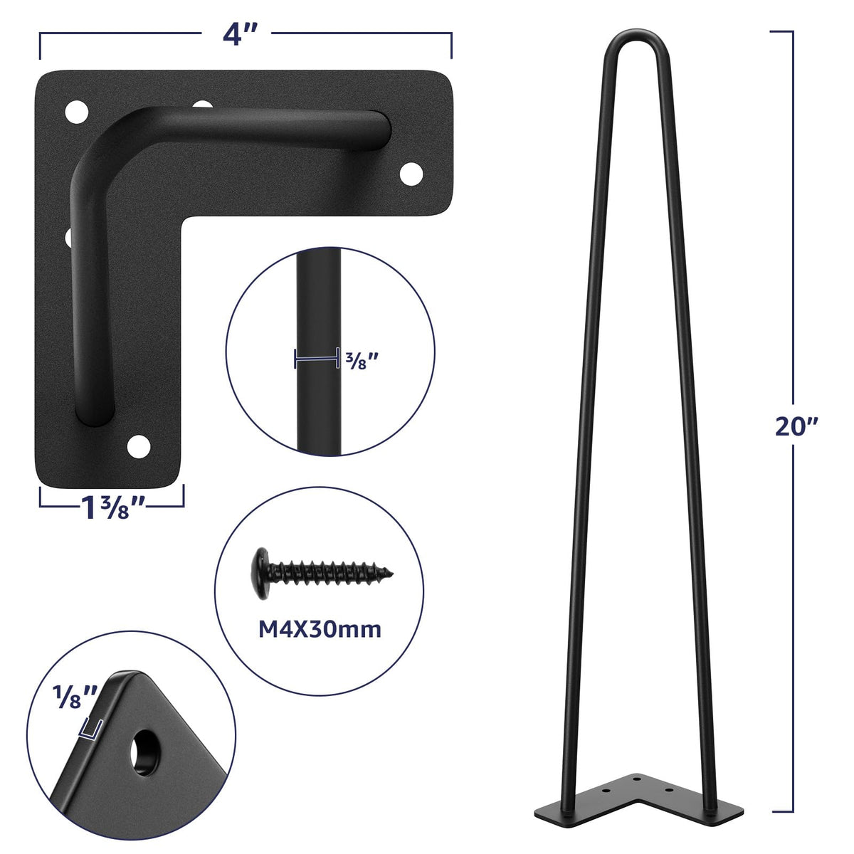 SMARTSTANDARD hairpin leg with rubber feet protects floors during use.