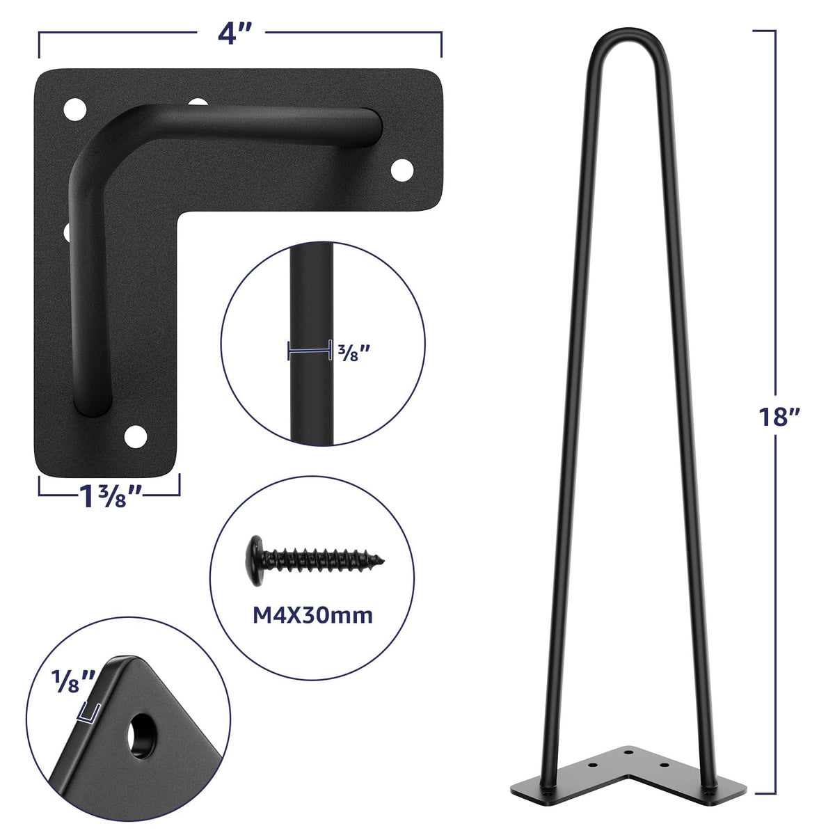 SMARTSTANDARD hairpin leg with rubber feet protects floors during use