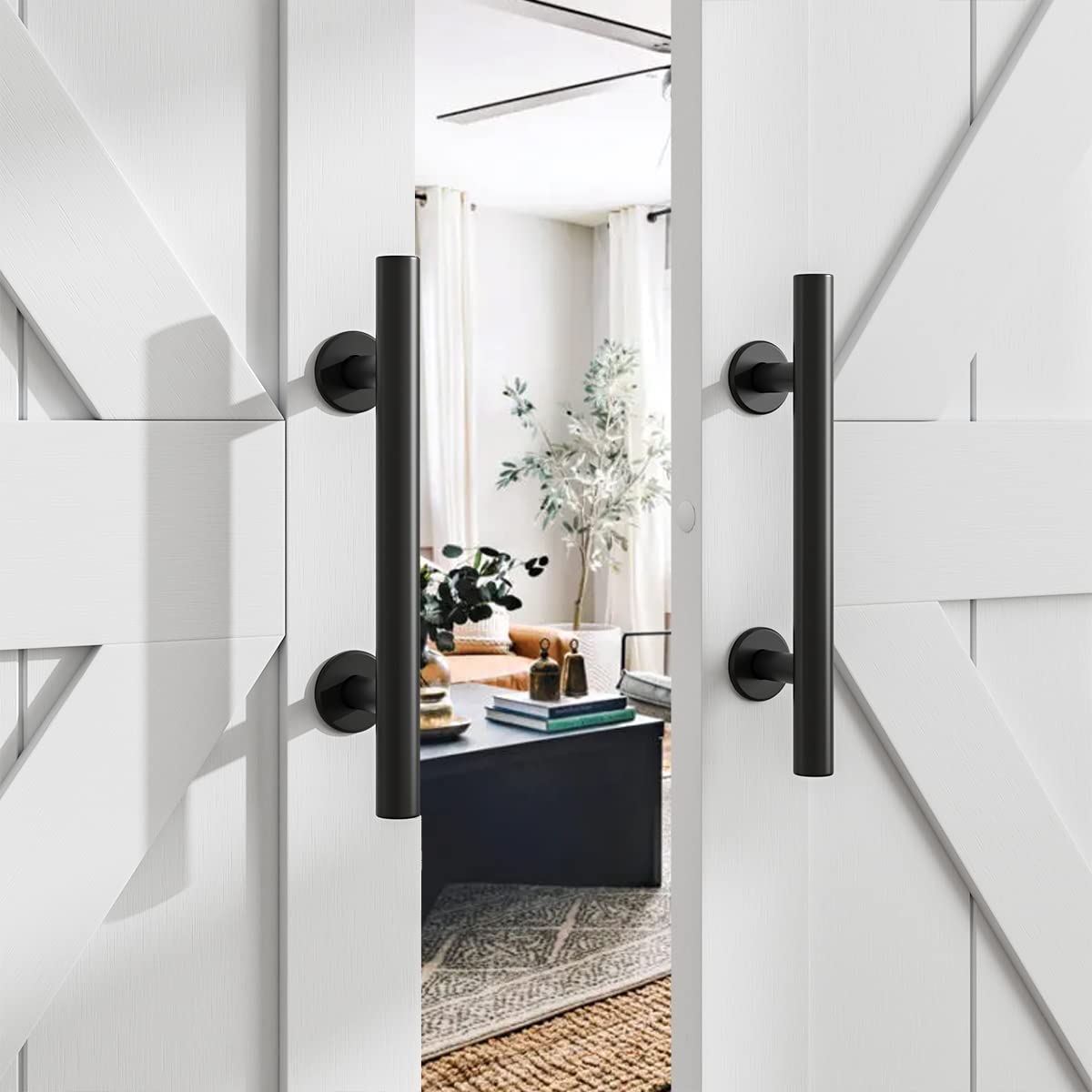 SMARTSTANDARD round black flush hardware provides a clean rustic look for interior doors