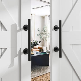 SMARTSTANDARD round black flush hardware provides a clean rustic look for interior doors