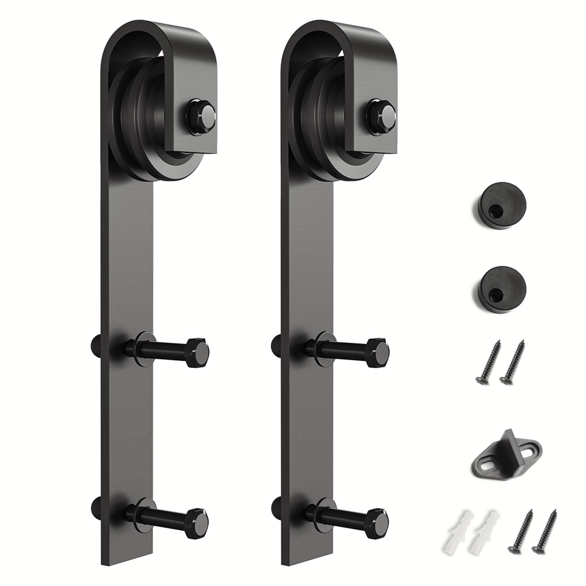 SMARTSTANDARD sliding barn door hangers black two piece for sturdy smooth operation