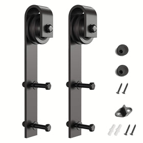 SMARTSTANDARD sliding barn door hangers black two piece for sturdy smooth operation