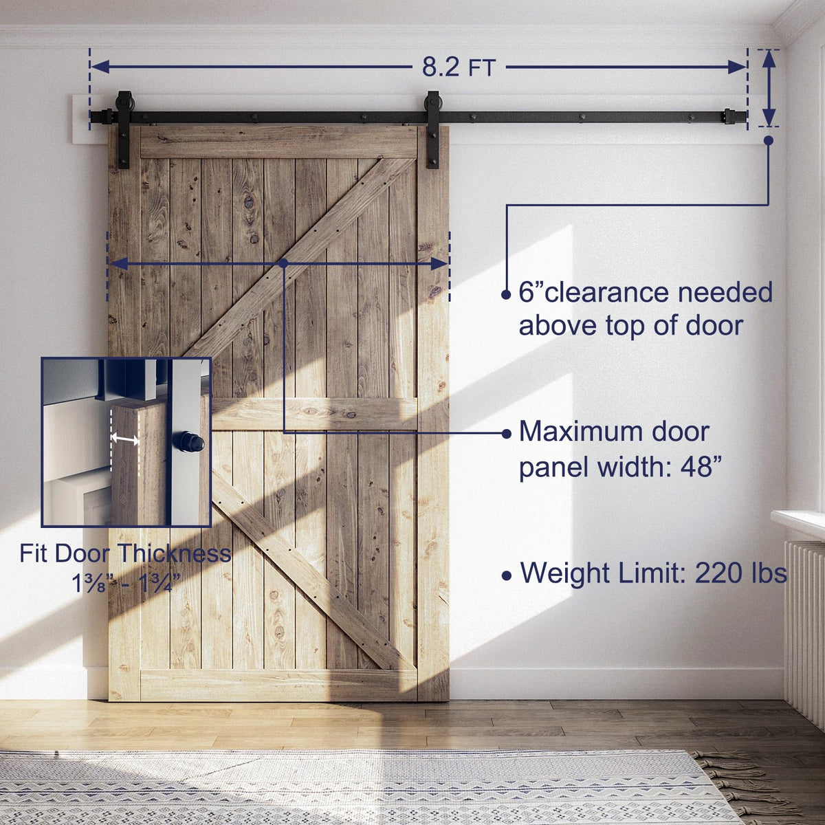 SMARTSTANDARD track brackets and wheels show robust hardware for long-lasting operation.