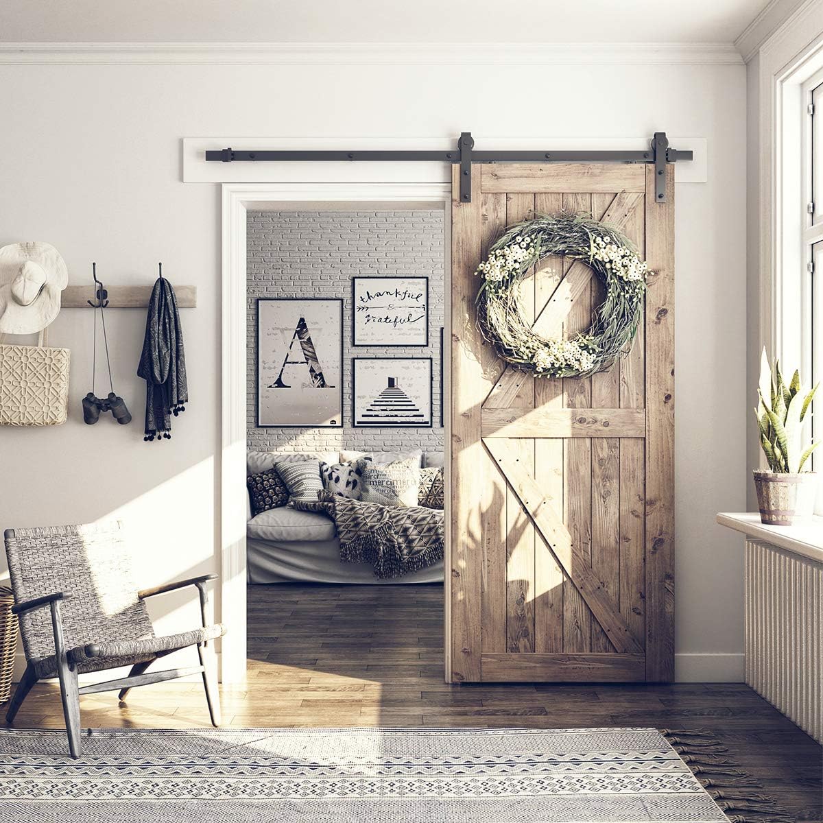 SMARTSTANDARD track system mounted on wall highlights space-saving design.