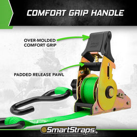 SMARTSTRAPS overmolded grip handle provides comfortable leverage during securing