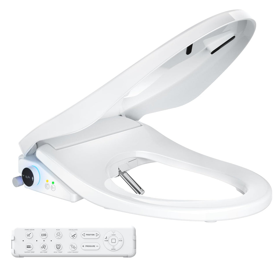 SmartWhale electric bidet seat with warm water for instant comfort.