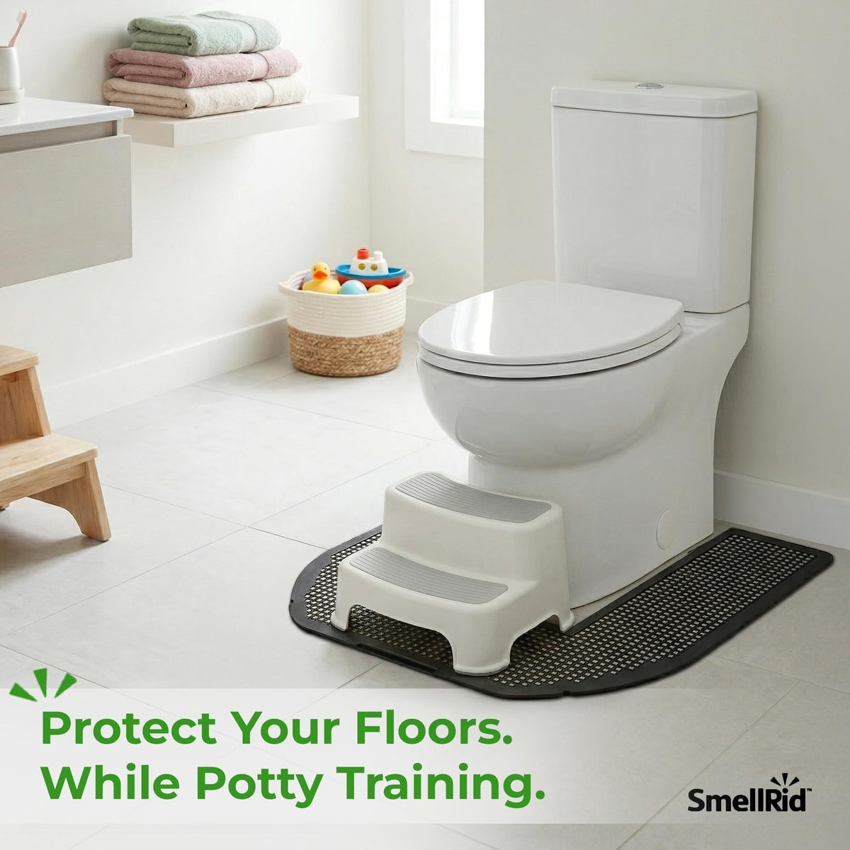 SMELLRID non-slip backing grips tiles to reduce shifts during use.