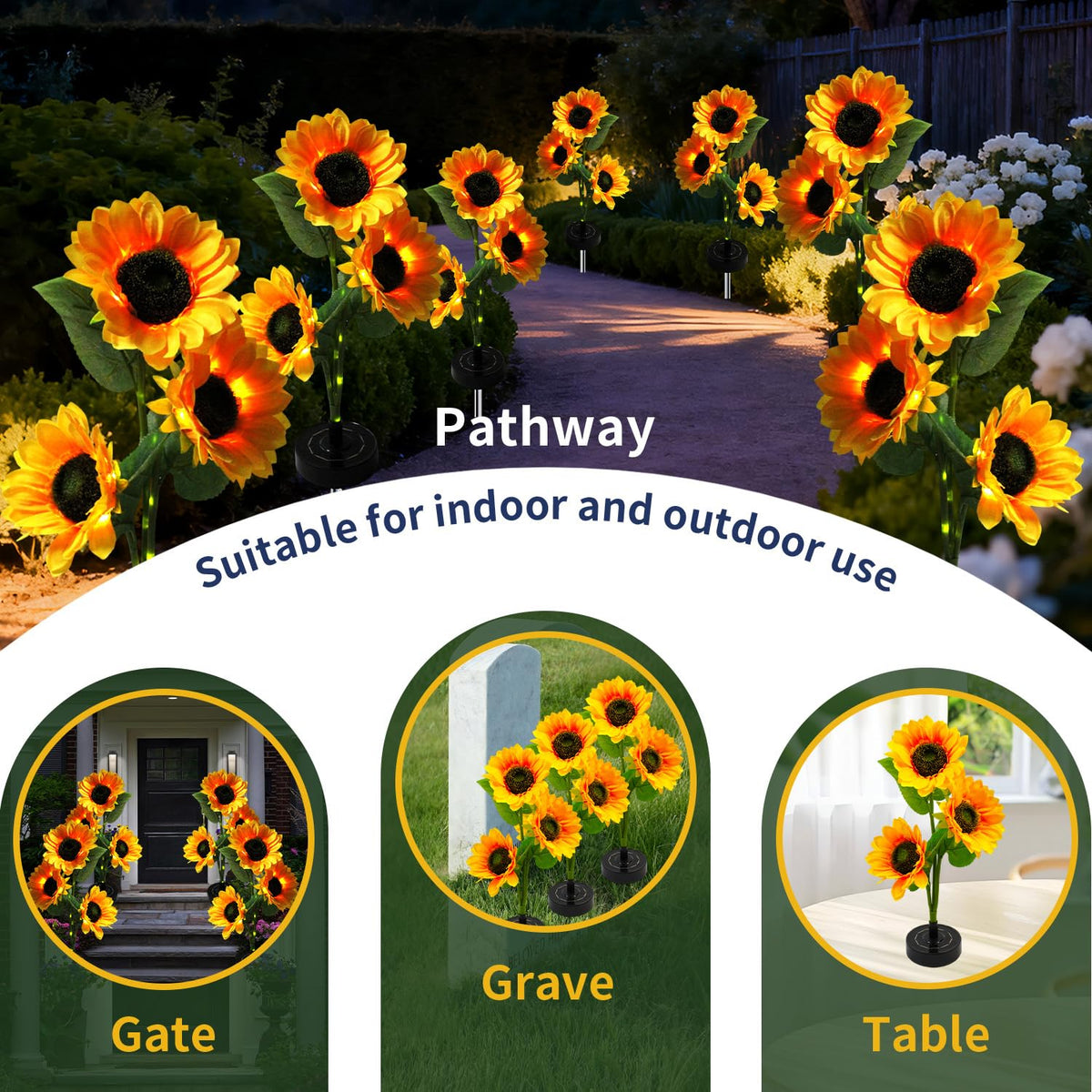 SmileFlowers Indoor-capable solar lamp with a stable base for desks or shelves.