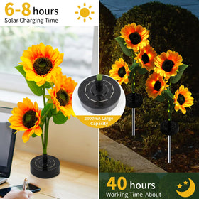 SmileFlowers Sunflower Solar Lights guide the pathway along a patio for inviting evenings.