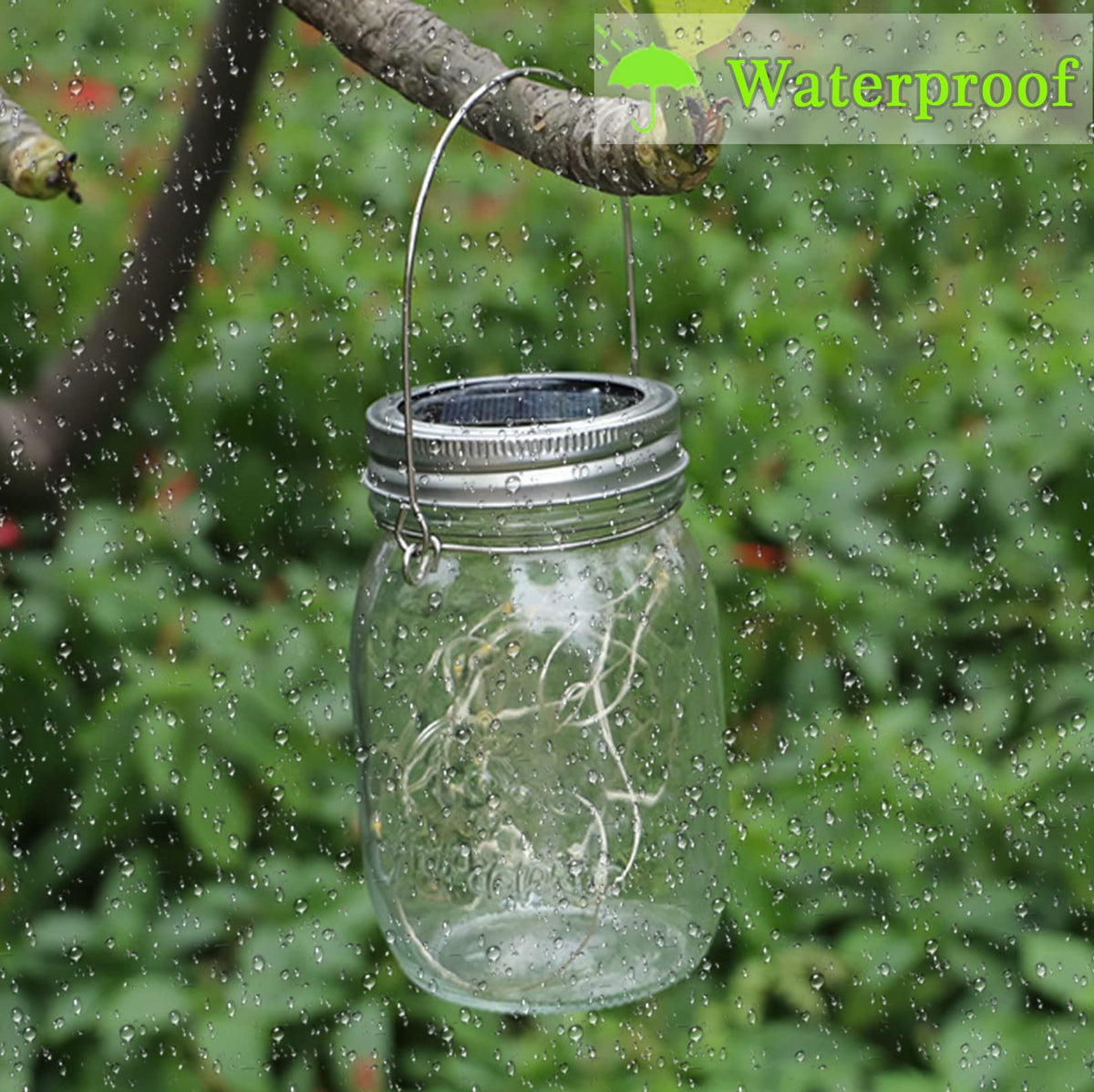 SmilingTown copper wire 20 LED string inside a jar lid