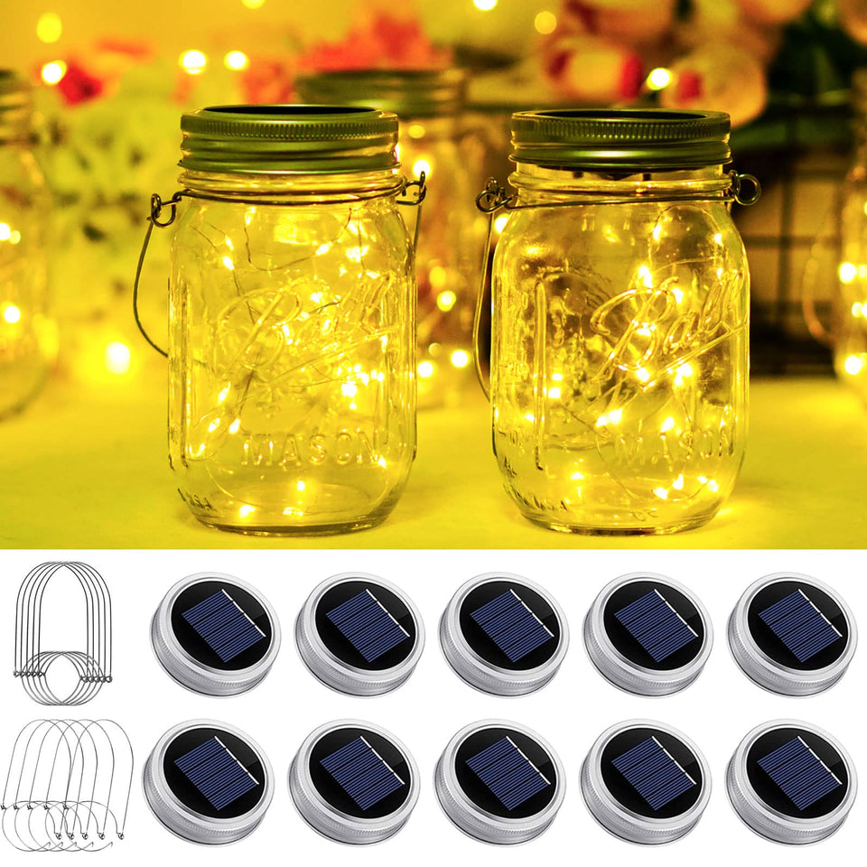 SmilingTown mason jar LED lid with 20 LEDs for warm outdoor ambience