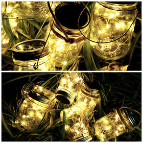 SmilingTown outdoor jar lantern with solar panel and light string