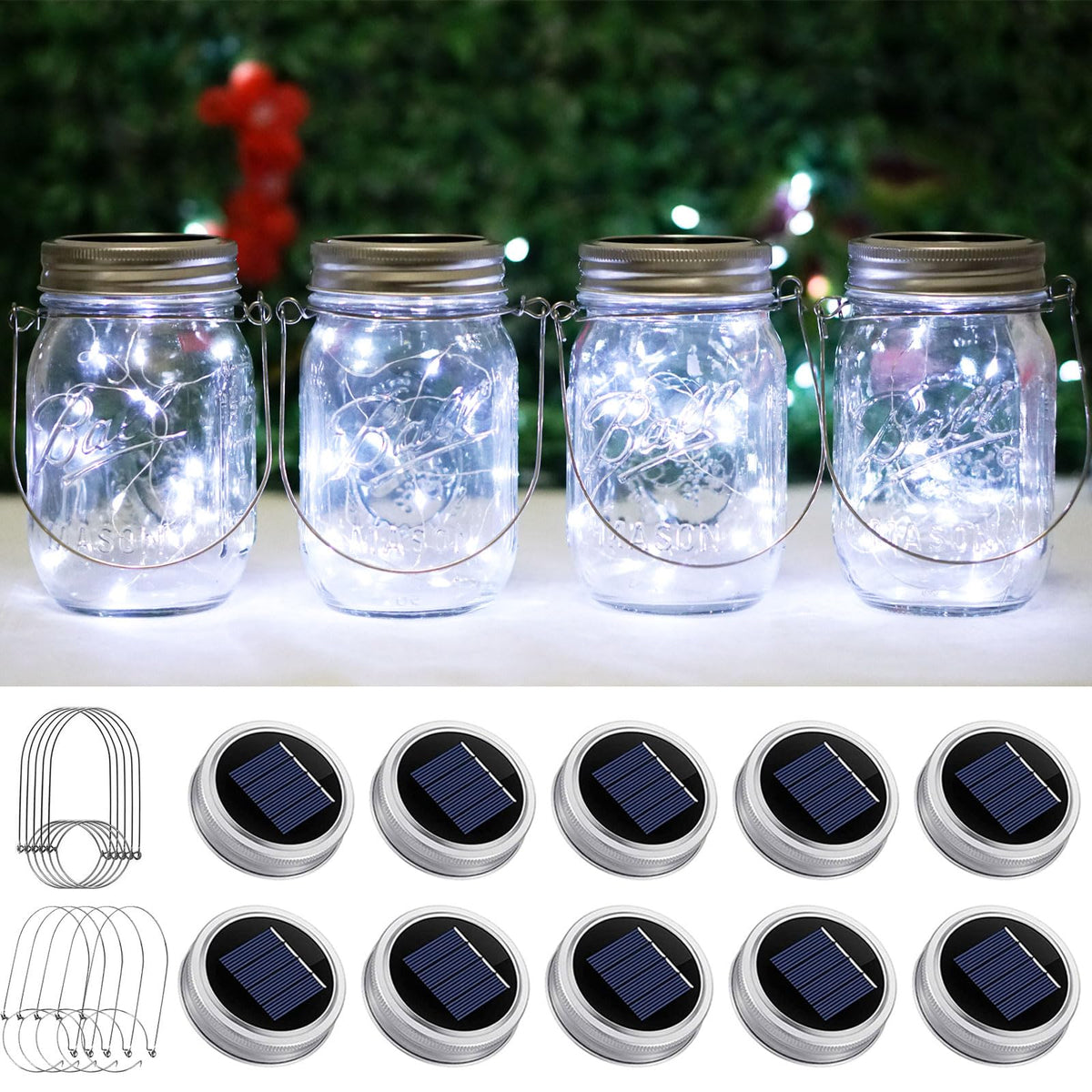 SmilingTown solar mason jar light lid with 20 LEDs for outdoor ambiance